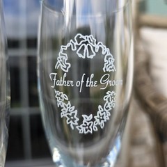 Wedding Champagne Flute Set 5 Pc Bride Groom Mother Father Toasting Glasses