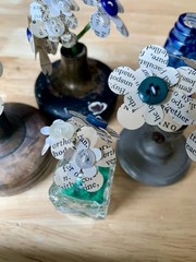 Vintage doorknob flower decorations-hand made-with vintage book pieces-wedding++