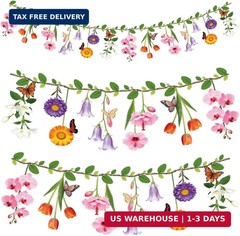 2PCS Flower Banner Reusable Wildflower Garland Floral for Spring Party Enchanted
