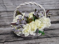 Wedding Table Centerpieces, Floral Reception Centerpieces, Purple, Ivory, Roses