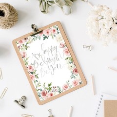AnyDesign 48 Sheets Pink Floral Stationery Letterhead Paper Double-Sided