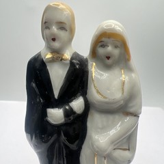 Antique Porcelain Wedding Cake Top Bride and Groom Occupied Japan 3.75”