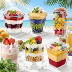 435 PCS Dessert Cups Set with Lids and Spoons, 5oz 3oz Mini Clear Plastic
