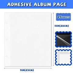 VOKOY 25 Sheets/50 Pages Photo Album Pages for 3 Ring Binder, Self Adhesive S…