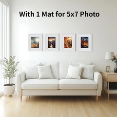 8×10 White Picture Frame with Double White Mat 4 Pack, 8 by 10 Family Wedding…