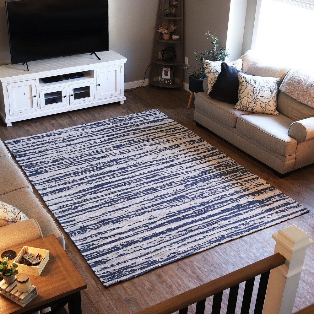 Allusive Boundaries Indoor Area Rug – Midnight – 8 ft x 10 ft by Sunnydaze