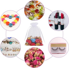 100 Pcs White Organza Bags 4X6″ Drawstring Mesh for Jewelry Candy Wedding Favor