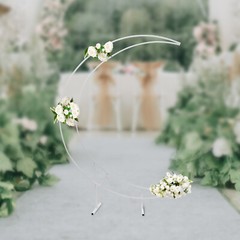 7ft White Metal Crescent Moon Wedding Arch Stand Curved Flower Balloon Frame