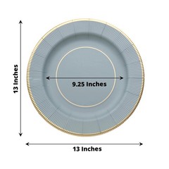 DUSTY BLUE 25 Round 13″ PAPER CHARGER PLATES Metallic Rim Party Events Tableware