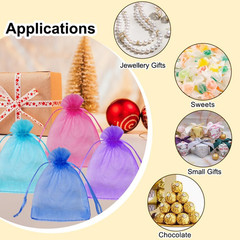 100pcs Small Organza Bags 3×4 inch, Assorted Color Mesh Jewelry Pouches Drawstri