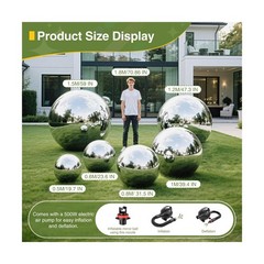 Silver 6PCS Inflatable Mirror Ball,Reusable PVC Mirror Balls Large Event Deco…