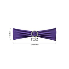 10 Purple Spandex CHAIR SASHES with Silver Round Buckles Wedding Decorations