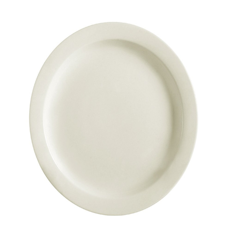 Cac China Nrc-7 Narrow Rim 7-1/4-Inch American White Stoneware Plate Of 36