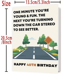 OJsensai Happy 40th Birthday Card & Gifts for Women Men, 40 Year Old Bday Gif…