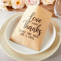 100 Pack Love and Thanks From the New Mr & Mrs for Wedding, Party Favor Bags for