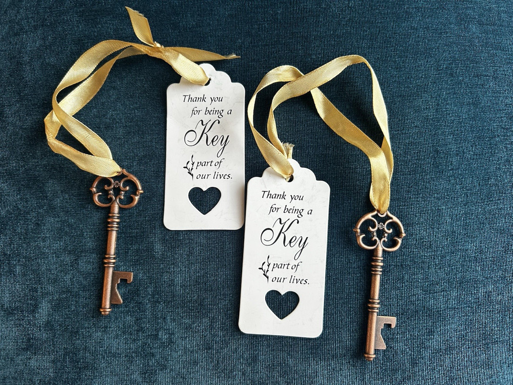Unique VTG Style Key Bottle Openers Party Favor Thank You Gift Pair