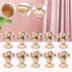 10 Pcs Trumpet Gold Metal Vases Wedding Party Centerpieces Retro Decor Vase