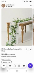 Ling’s Moment Artificial Floral Wedding Garland Green/White 6ft 4pc 13.75W