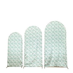 3 Eucalyptus Floral Satin Round Top Arch Backdrop Stand Covers Set Party Events