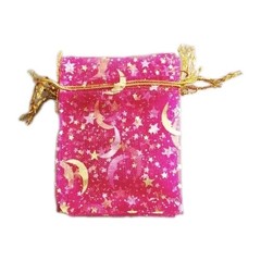 10 Moon Star Organza Gift Bags Wedding Jewelry Drawstring Xmas-3.54″ x 2.76″ Pnk