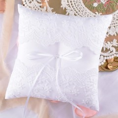STAFUNI Wedding Ring Bearer Pillow, White Lace Pillow 8×8 inch,