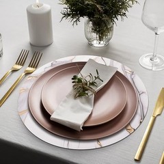50pcs Gold and White Marble Round Paper Placemats, 13″ Disposable Charger