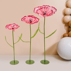 Handmade EVA Corn Poppy Floor Flowers Set Of 3 40×100,50×120,70×140cm Dark Pink