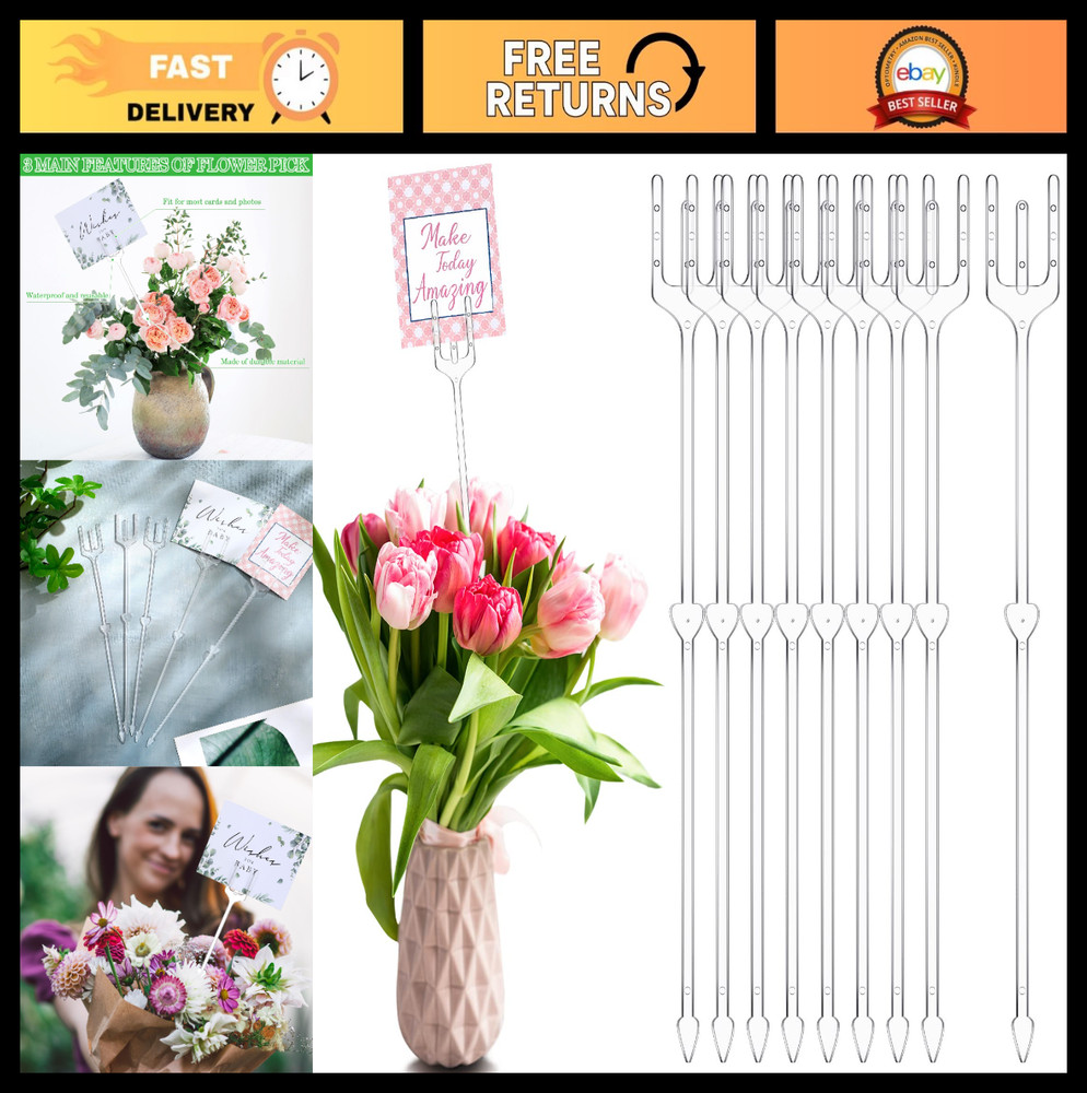 240 Pcs Floral Picks Card Holders – Plastic Flower Sticks for Bouquet, Wedding &