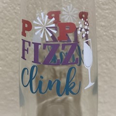 “Pop Fizz Clink” Cristar Champagne Clear Glass Flute Glass 9.6oz