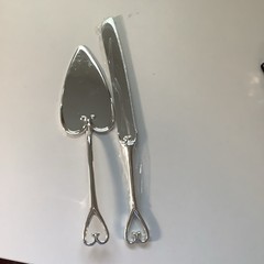 Celebrate It Silver Heart Wedding Cake Knife And Server Set