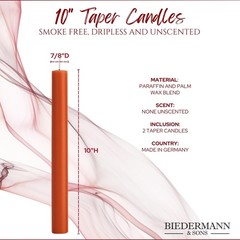 Biedermann & Sons Cranberry Red Taper Candles 2 Pack, 10-Inch,