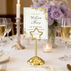 16 Pieces Table Place Card Holders 4 inches Steel Card Holders for Photos, Fo…