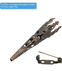 Corsage Decorative Holder, Alloy Lapel Pin Brooch Vase 42mm Bronze Tone