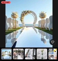 Silver Mirror Aisle Runner Roll for Wedding 3.3×33 ft, Metallic PVC Aisle