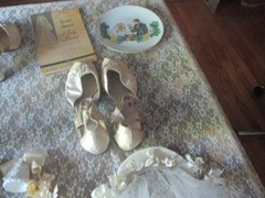 LOT OF 12 VINTAGE WEDDING TOPPERS/ACCESSORIES SHOES/VEIL.FLORAL ARCH 1940’S