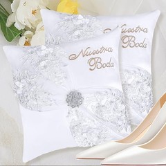 1 Pair of Wedding Kneeling Pillow Covers, 16X16 Inch Embroidered Nuestra Gz-01