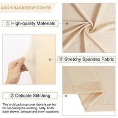 FANPROMS Beige Spandex Arch Cover Set of 2 Arch Covers Stretchy Backdrop Chia…