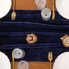 Socomi 2pcs Navy Blue Velvet Valentine’s Day Table 20″ x 120″ x 2pcs,