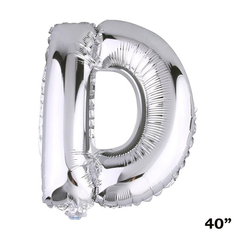 40″ SILVER Letter D Mylar Foil Balloon 1 pc Party BackDrop Decorations Supply