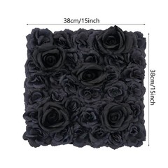 Flower Wall Panels, Black Rose Wall Background, 12PCS Artificial Flowers 38*38cm