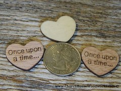 100 qty 1″ Once upon a time… Wood Hearts Table Confetti Wooden Wedding Decor