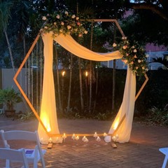 Hexagon Wedding Arch Backdrop Stand Flower Balloon Road Lead Archway Decorative