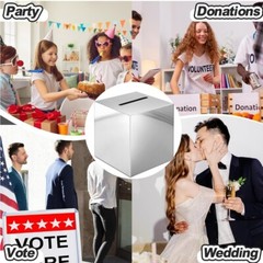 2 Pack Charming Silver Wedding/Party/Birthday 10″ Money Box/Card Box