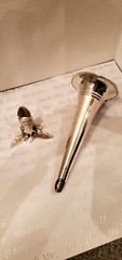 Bridal Bouquet Holder Fluted Rim Nickel Plated with Footed Base Vintage Look