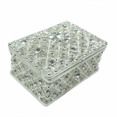 Silver Plated Alloy With Crystal Rhine Stone Jewelery Wedding Favor Trinket Box