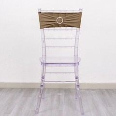 10 Taupe Spandex CHAIR SASHES with Silver Round Buckles Wedding Decorations SALE