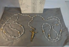 Vintage WEDDING LASSO~GLASS & ACRYLIC BEADS GOLD CROSS LAZO DE BODA~Religious