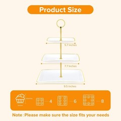 3 Tier Cupcake Stand Tower, Plastic White Cup Cake 10 x 10 x 14 inches