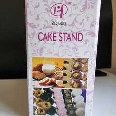 White Plastic Pedestal Cake Stand with Decorative Edges