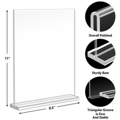 Acrylic Sign Holder 8.5 x 11, Double Sided Sign Holder Stand, Plastic 12 Pack…